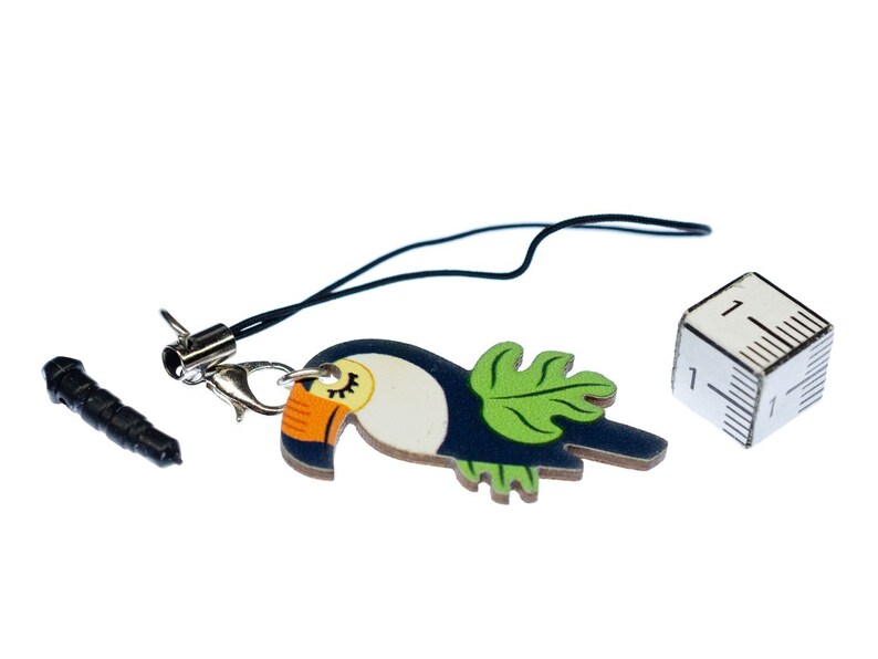 toucan Pendentif pour telephone mobileanimal oiseau perroquet bois exotique image 2