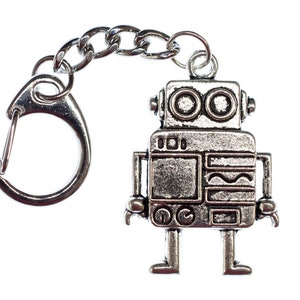 Robot Key Ring Chain Keychain Miniblings Steampunk XL Silver