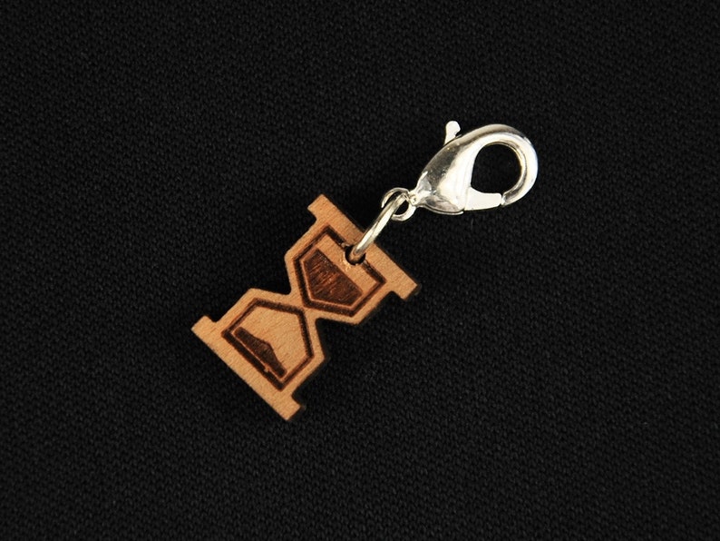 Hourglass Charm Pendant Zipper Pull Miniblings Time Clock Wood image 3