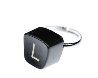 Initial Letter Ring L Name Vintage Typewriter Keys Miniblings Upcycling Angular L