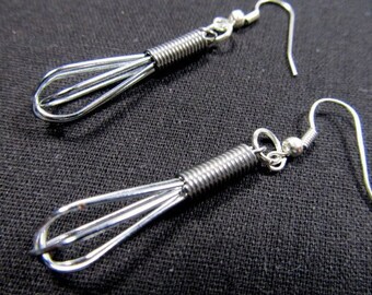 Whisk Earrings Miniblings Food Cook Kitchen Cooking Silver Baking