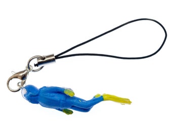 Mini Diver Diving Mobile Cell Phone Charm Pendant CelLPhone Miniblings blue