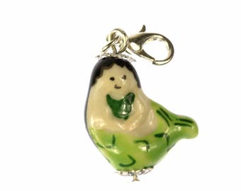 Mermaid Charm Pendant Zipper Pull Porcelain Ceramic Miniblings Sea Siren Green
