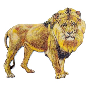 Leo Lion Printed Wood Brooch Miniblings Pin Badge Button Safari Afrika König