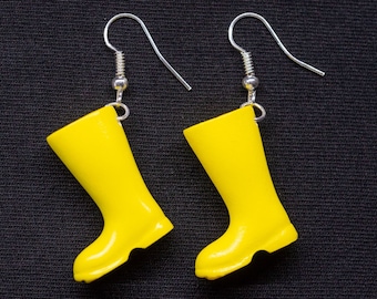 Yellow Rubber Boots Earrings Miniblings Rainy Weather Garden Shoe