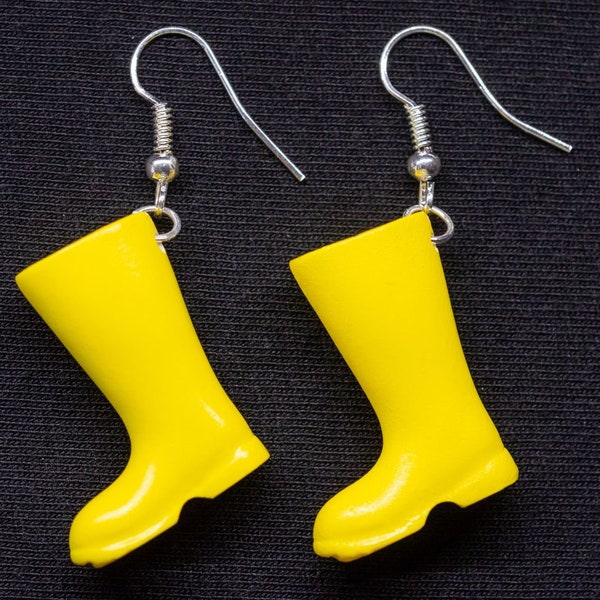 Bottes caoutchouc Boucles d'oreille jaunes porte-clejardin pluie