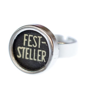 Anillo con candado para máquina de escribir, Miniblings, reciclado vintage, color negro