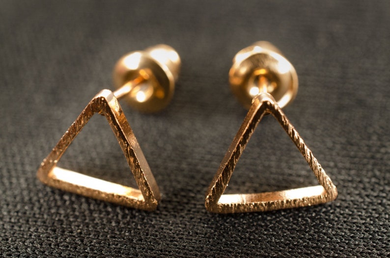 Triangle Earrings Ear Studs Earstuds Miniblings Geometry Shapes Rose Gold image 4