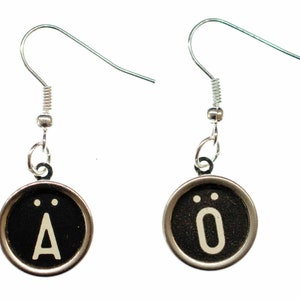 Choose An Umlaut Earrings Vintage Typewriter Keys Miniblings Ä Ö Ü Black