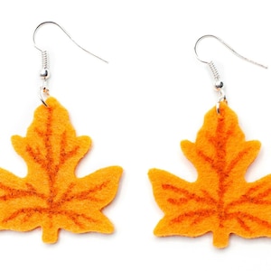 Maple Leaf Earrings Miniblings Christmas Felt 40Mm Leafs Orange