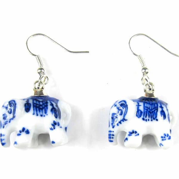Elefanten Ohrringe Elefantenohrringe Porzellan Miniblings Indien Elefant blau