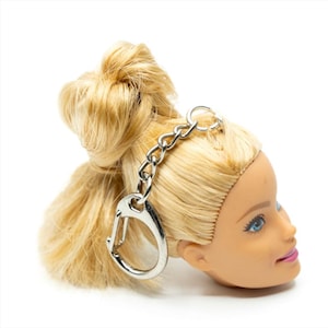 Head Doll Keyring Miniblings Pendant blond Hair Dut Bun Chignon Woman