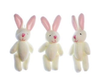 Lot de 3 lapin lièvre figure animale lapin lièvre en peluche blancPaques