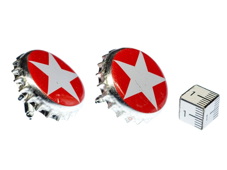 Bottle Cap Cuff Links Cufflinks Miniblings Buttons Box Sterni Red Star Beer