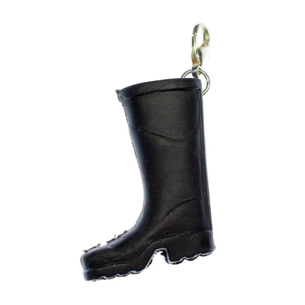 Gummistiefel Charm Miniblings Zipper Pull Anhänger Regen Stiefel Wetter schwarz