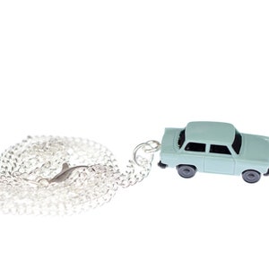 Trabi Necklace Trabant GDR DDR Vintage Retro Car Silver Plated Miniblings Blue