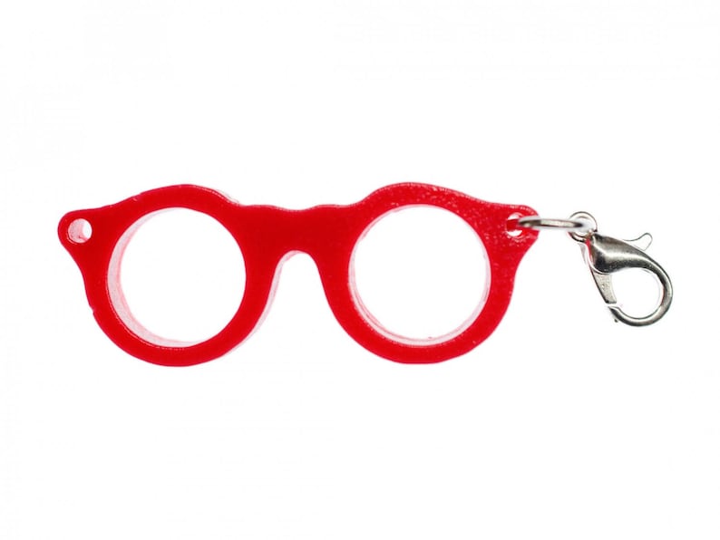 Woody Glasses Charm Miniblings Pendant Charm Bracelet Nerd Retro Red
