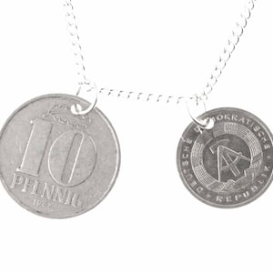 GDR East Germany DDR 1 + 10 Pfennig German Necklace Miniblings Coin Money 60Cm