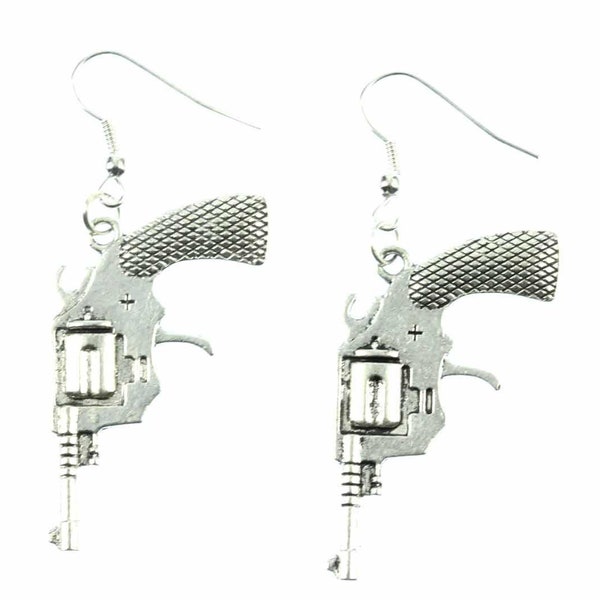 Pistolet Revolver de Boucles d'oreille Revolver Colt Miniblings Cowboy Arme 4cm