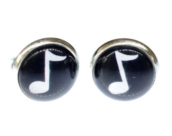 Eighth Notes Cabochon Miniblings Earrings Ear Studs Earstuds Music Piano