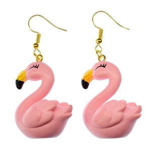 Flamingo Ohrringe Miniblings Hänger Flamingos Vogel Vögel Zoo Tier 3D rosa
