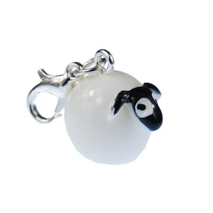 Sheep Ball Charm Pendant For Bracelet Wristlet Miniblings Blackface Round White