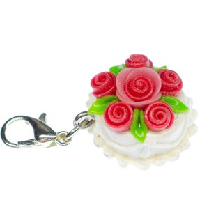 Cake Bisuit Charm Pendant For Bracelet Wristlet Miniblings Wedding Roses White