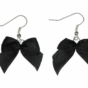 Bow Earrings Miniblings Black Fabric Vintage Rockabilly Gothic Sweet