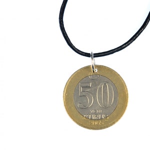 50 Turkish Kurus Turkey Necklace Miniblings Leather Band Lira Coin