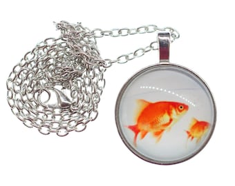 Goldfish Necklace Glass Fishbowl Miniblings Aquarium Fish Cabochon