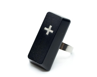 Keyboard Ring PLUS Miniblings Key Keyboard PC Character Computer black