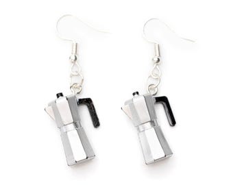 Espresso Pot Earrings Miniblings Hanger pot Cafe Mocha Coffee Coffeepot silver