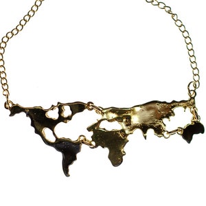 carte du monde la terre globe dore Miniblings monde collier Voyage