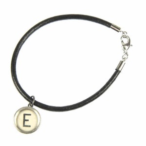 Typewriter Keys Key Bracelet Chosse A Letter Name Initial Leather Tape White