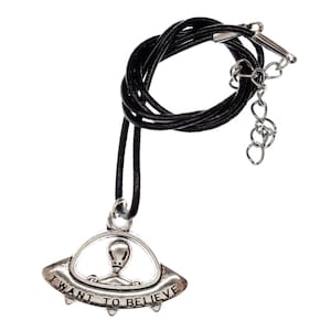 Ufo Necklace Miniblings Alien Universe Sci-Fi Silver Leather