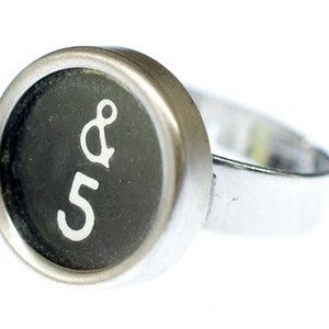 NÚMERO DESEADO Anillo de dígitos Máquina de escribir Llave Miniblings Anillo de dedo Número Negro