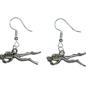 Diver Earrings Miniblings Wetsuit Diving Equipment Silver Plated