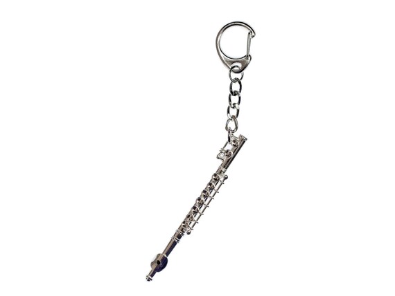 Portachiavi Flauto Miniatura In Argento Placcato: Ciondolo Regalo In Scatola Di Legno