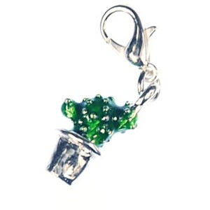 Cactus Charm Pendant Miniblings Plant Desert Green Enameled Pot