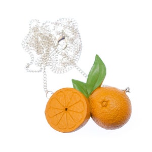 Orange Oranges Necklace Miniblings 80Cm Lemon Fruit Fruits Healthy Living Food