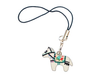 Dala horse cell phone pendant Miniblings cell phone jewellery Sweden Christmas enamel white