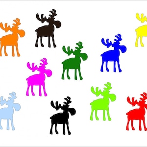10X Patch Hotfix Iron On Motif Miniblings 32mm Velvety Flock Film Elk Moose Xmas
