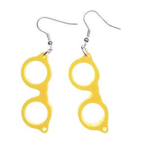 Glasses Woody Earrings Miniblings Hanger Nerd Hipster Retro yellow