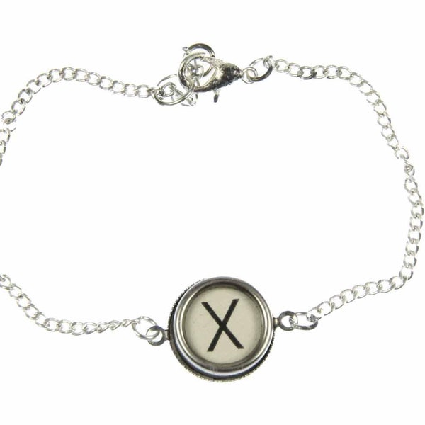 machine ecrire machine ecrire Bracelet Choix Lettre individuelle argent blanc