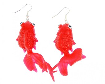 Goldfish Earrings Fighting Fish Aquarium Miniblings Koi Red