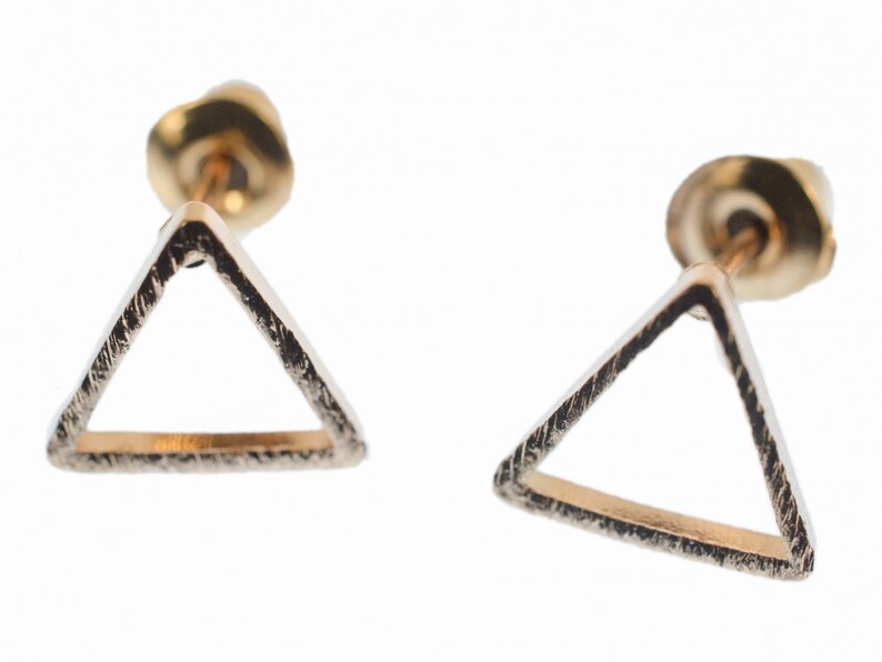 Triangle Earrings Ear Studs Earstuds Miniblings Geometry Shapes Rose Gold image 2