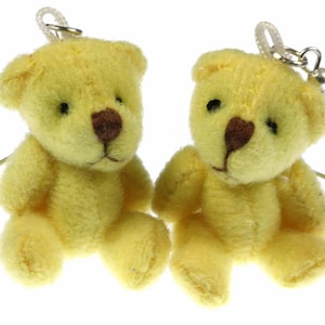 Teddy Earrings Bear Miniblings Movable Plush Yellow
