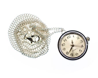 Real Watch Necklace Miniblings 80cm Clock Wristwatch Time Snap Button