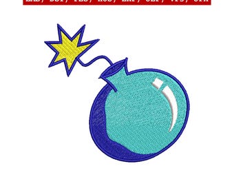 Diseño de bordado de bomba de dibujos animados, archivo de bordado a máquina estilo tatuaje retro, descarga instantánea
