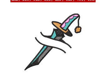 Conjunto de diseño de bordado de daga de la vieja escuela, estilo flash de tatuaje, 3 bastidores, descarga digital instantánea